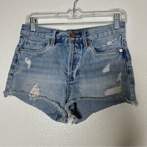 Blank NYC Distressed High Rise Jean Denim Shorts 26